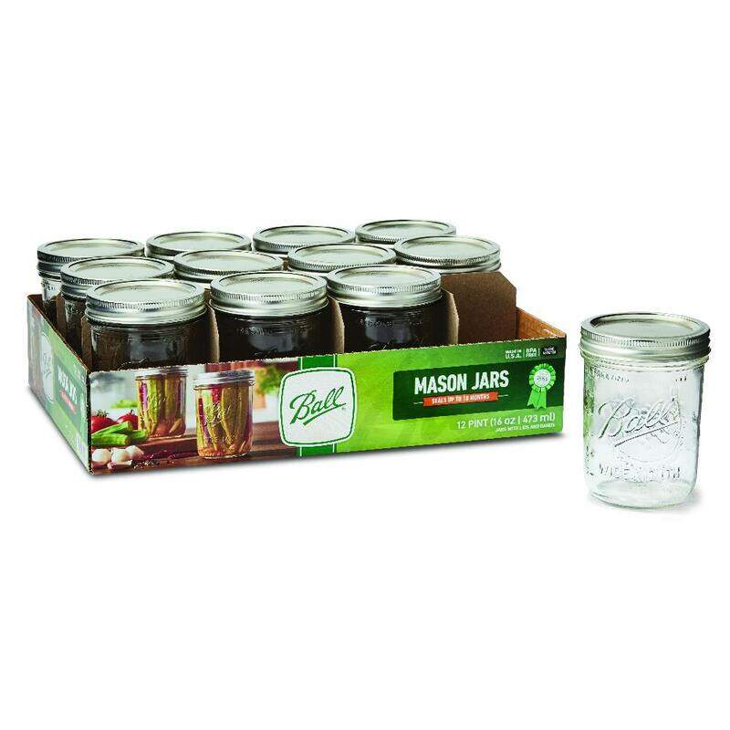 Ball Mason Jar with Lids Wide Mouth Glass Jar, Great to preserve fresh Recipes, Set of 12, 16 Oz, Reusable Jars is BPA Free and Freezer safe.
Ball Mason Jar with Lids Wide Mouth Glass Jar, Great to preserve fresh Recipes, Set of 12, 16 Oz, Reusable Jars is BPA Free and Freezer safe.