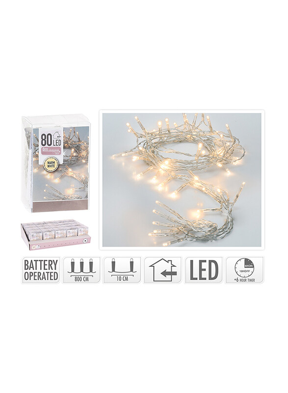 Homesmiths 8-Meter Christmas Timer Decorative 80 Led Lights, AXS300180, Warm White
Homesmiths 8-Meter Christmas Timer Decorative 80 Led Lights, AXS300180, Warm White