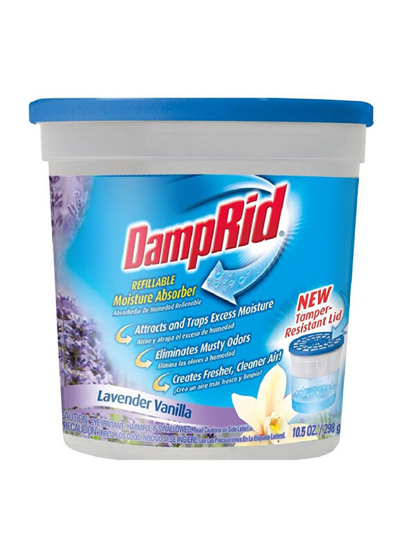 Damp Rid Refilable Moisture Absorber Lavander Vanilla Air Humidifier, 298g, Purple
Damp Rid Refilable Moisture Absorber Lavander Vanilla Air Humidifier, 298g, Purple
