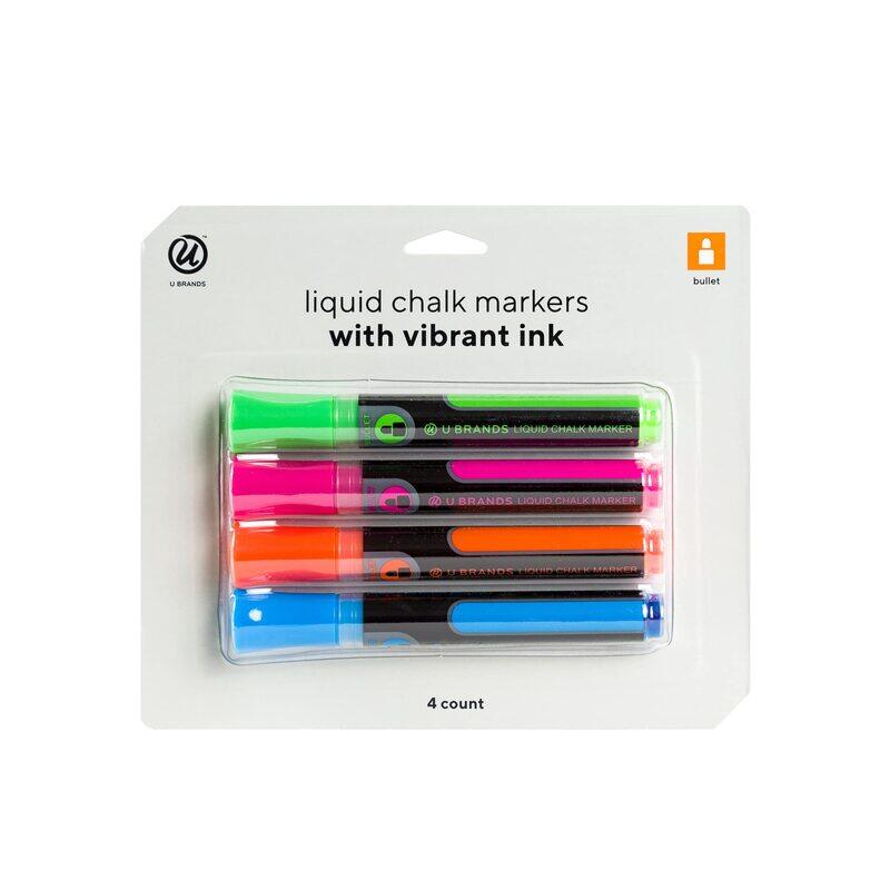 U Brands Liquid Chalk Dry Erase Markers with Bullet Tip Multi Bright Colours, 4-Piece, Multicolour
U Brands Liquid Chalk Dry Erase Markers with Bullet Tip Multi Bright Colours, 4-Piece, Multicolour