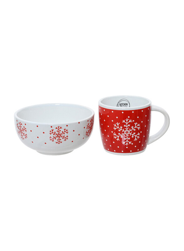 Kaemingk Breakfast Set, Stoneware Decal Snowflake Pattern, Bowl and Mug Set, 2 Pieces, Red/White
Kaemingk Breakfast Set, Stoneware Decal Snowflake Pattern, Bowl and Mug Set, 2 Pieces, Red/White