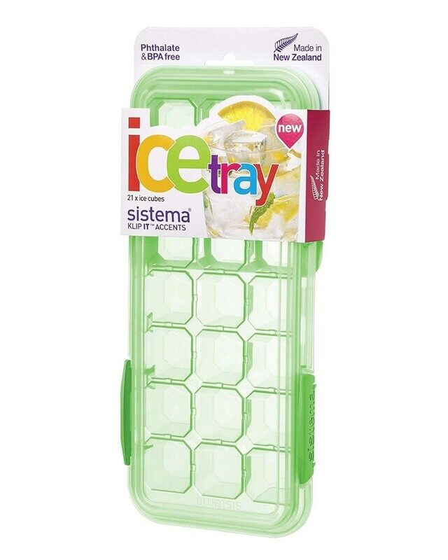 Sistema Large Ice Tray Accents Klip is stackable & can make 21 cubes of Ice, Has a lid with easy locking clips. Is dishwasher, Freezer safe and Phthal
Sistema Large Ice Tray Accents Klip is stackable & can make 21 cubes of Ice, Has a lid with easy locking clips. Is dishwasher, Freezer safe and Phthal