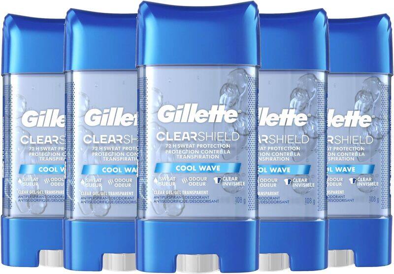 Gillette Antiperspirant Deodorant for Men, Clear + Dri-Tech, Non-Irritant, Cool Wave, 72 Hr. Sweat Protection, 108g Pack of 5
Gillette Antiperspirant Deodorant for Men, Clear + Dri-Tech, Non-Irritant, Cool Wave, 72 Hr. Sweat Protection, 108g Pack of 5
