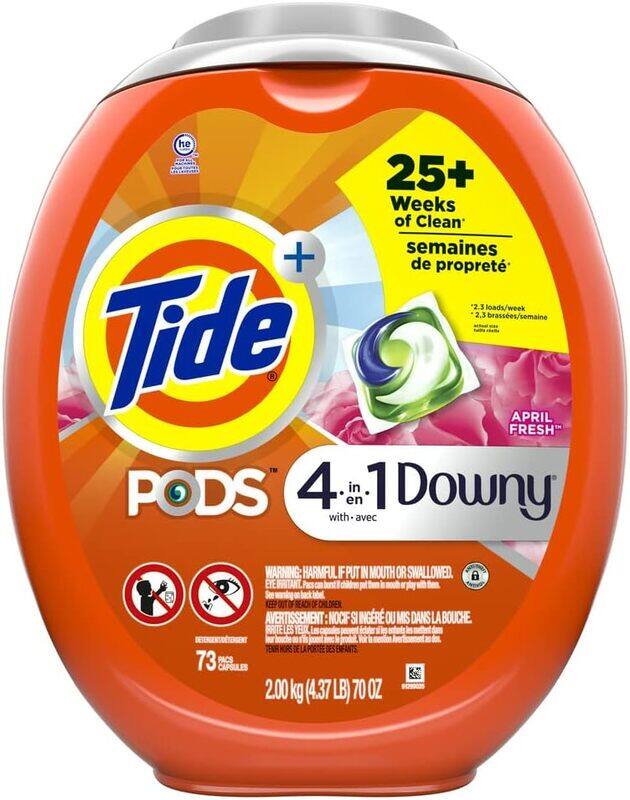 Tide PODS 4 in 1 with Downy, Laundry Detergent Soap PODS, April Fresh Scent, 73 Count, Packaging May Vary
Tide PODS 4 in 1 with Downy, Laundry Detergent Soap PODS, April Fresh Scent, 73 Count, Packaging May Vary