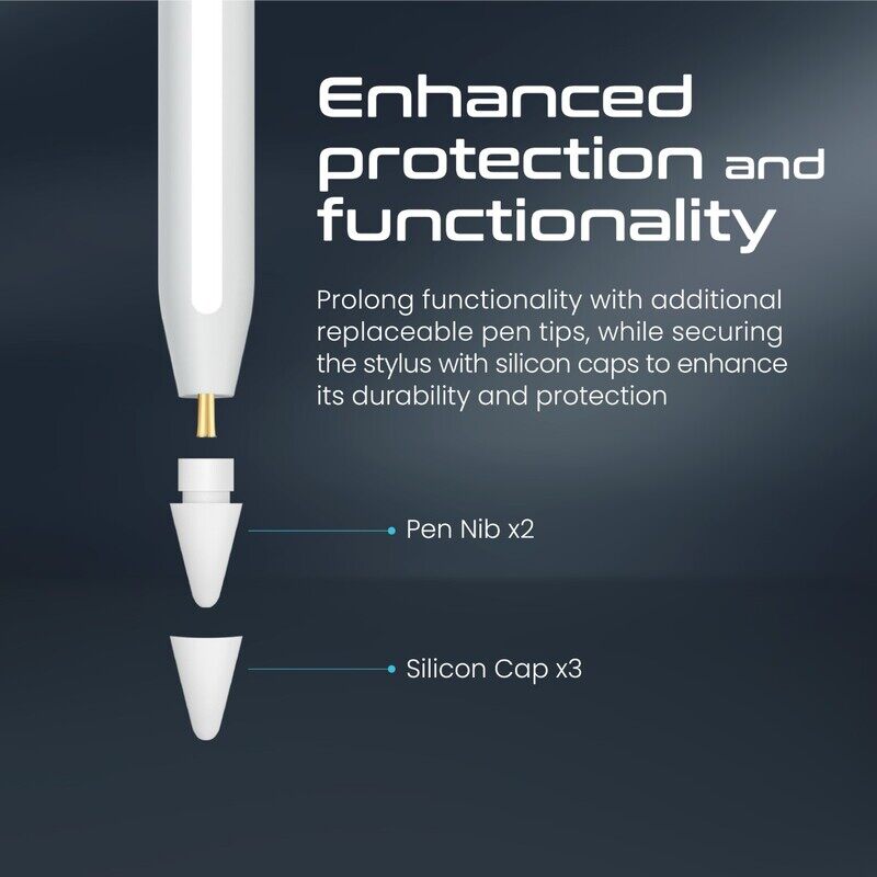 Universal Promate Stylus Pen, Stylus Pencil for iPad with Palm Rejection, Tilt Recognition, Bluetooth v5.1, Power Display, 11-hour Battery, Magnetic Charging, D
Universal Promate Stylus Pen, Stylus Pencil for iPad with Palm Rejection, Tilt Recognition, Bluetooth v5.1, Power Display, 11-hour Battery, Magnetic Charging, D