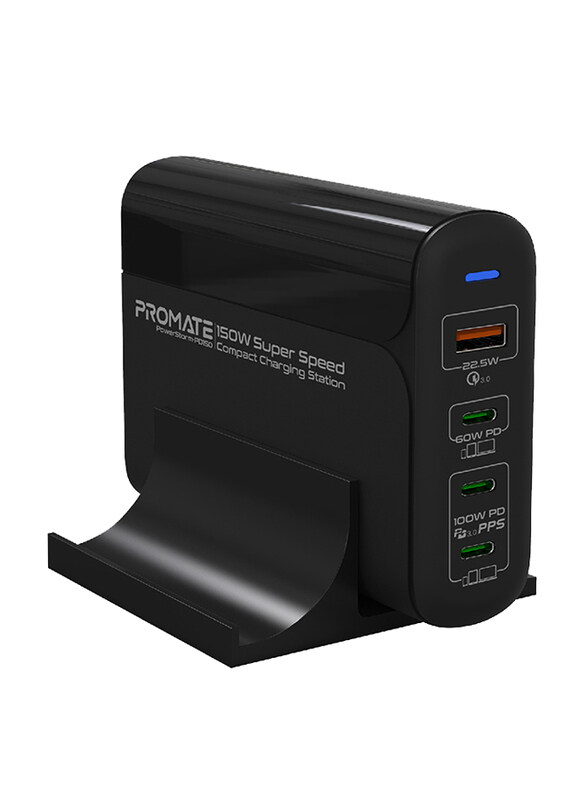 Promate 4-in-1 UK Plug Wall Charger, Quick Charge 3.0 Port with USB-C and Removable Stand, PowerStorm-PD150 UK, Black
Promate 4-in-1 UK Plug Wall Charger, Quick Charge 3.0 Port with USB-C and Removable Stand, PowerStorm-PD150 UK, Black