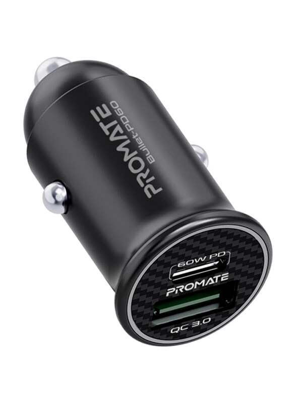 Promate Bullet-PD60 Super-Fast Type-C Power Delivery Car Charger, with 18W Quick Charge 3.0 USB Port, Aluminum Alloy and Over Charging Protection for
Promate Bullet-PD60 Super-Fast Type-C Power Delivery Car Charger, with 18W Quick Charge 3.0 USB Port, Aluminum Alloy and Over Charging Protection for