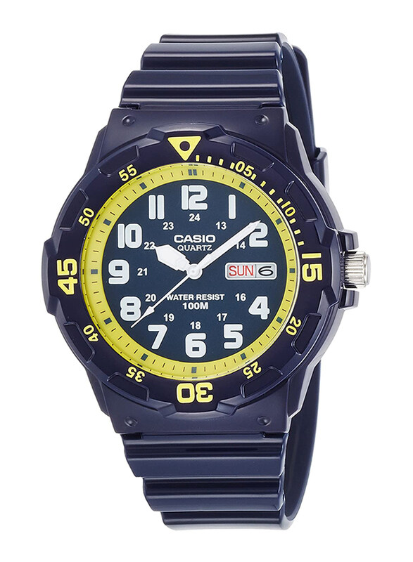 Casio Analog Watch for Men with Resin Band, Water Resistant, MRW-200HC-2B, Black-Black/Yellow
Casio Analog Watch for Men with Resin Band, Water Resistant, MRW-200HC-2B, Black-Black/Yellow