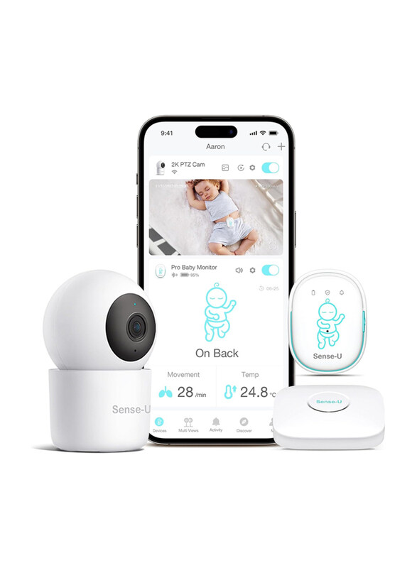 Sense-U Smart Baby Monitor with Abdominal Movement Tracking, Audio Alarm on Smartphone, White
Sense-U Smart Baby Monitor with Abdominal Movement Tracking, Audio Alarm on Smartphone, White