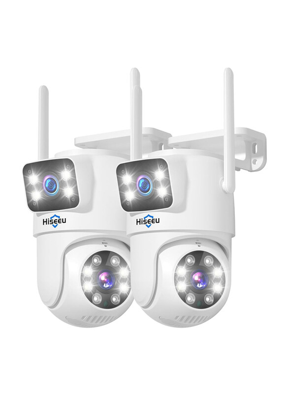 Hiseeu Wireless 5G/2.4G WiFi Dual Lens PTZ Outdoor Motion Tracking Security Camera, 2 Piece, 2WS03, White
Hiseeu Wireless 5G/2.4G WiFi Dual Lens PTZ Outdoor Motion Tracking Security Camera, 2 Piece, 2WS03, White