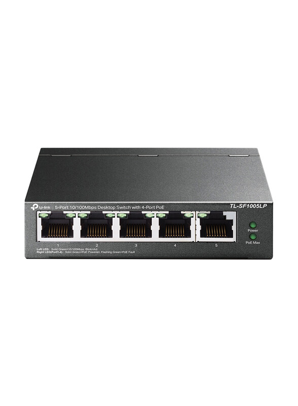 TP-Link 5-Port 10/100Mbps Desktop PoE Switch with 4-Port PoE, TL-SF1005LP, Black
TP-Link 5-Port 10/100Mbps Desktop PoE Switch with 4-Port PoE, TL-SF1005LP, Black
