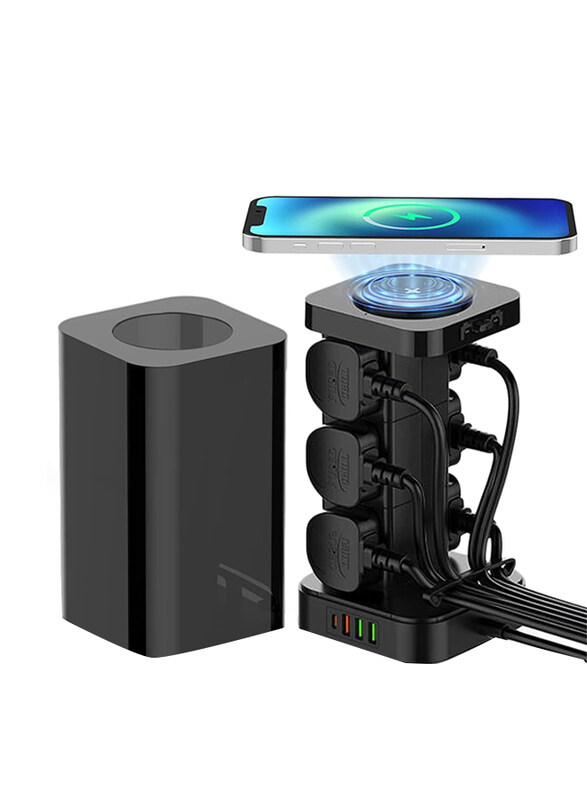Ldnio 3-in-1 UK-Plug Power Extension Cord with Wireless Charger & Cable Management Box, Black
Ldnio 3-in-1 UK-Plug Power Extension Cord with Wireless Charger & Cable Management Box, Black