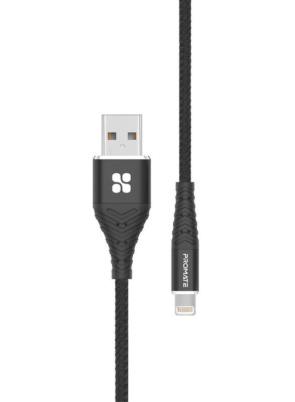 Promate 1-Meter iCord-1 Premium Fabric Braided Lightning Charge & Sync Cable, Fast Charging 2.4A USB Type A Male to Lighting for Apple Devices, Black
Promate 1-Meter iCord-1 Premium Fabric Braided Lightning Charge & Sync Cable, Fast Charging 2.4A USB Type A Male to Lighting for Apple Devices, Black