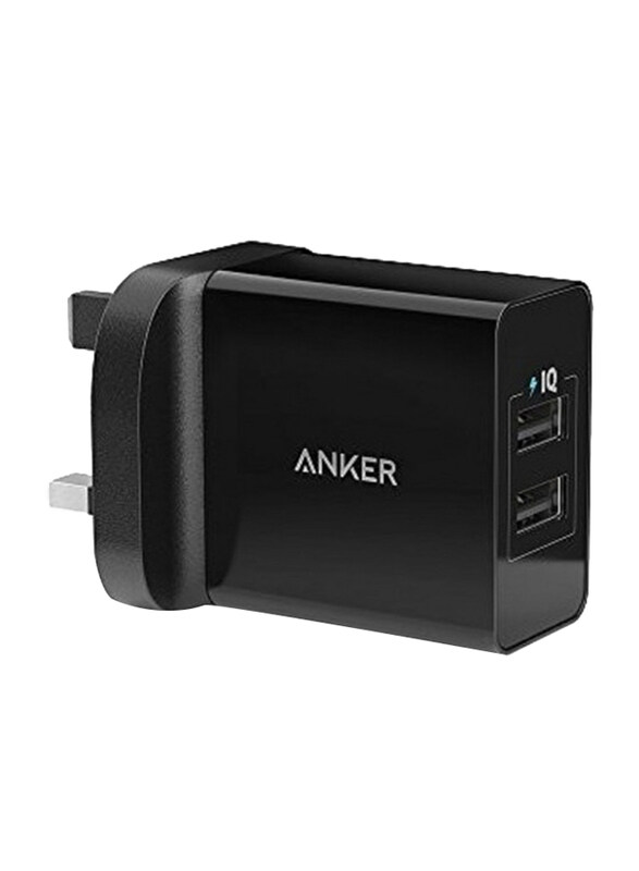 Anker PowerPort UK Plug Wall Charger, 24W Dual USB Port with PowerIQ Technology, Black
Anker PowerPort UK Plug Wall Charger, 24W Dual USB Port with PowerIQ Technology, Black