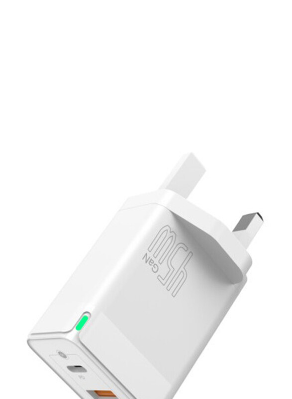 Brave Gan Series PD 3.0 Usb-C 2-Port Fast Charger Wall Adapter, 45W, Type-C to Type-A Cable, White
Brave Gan Series PD 3.0 Usb-C 2-Port Fast Charger Wall Adapter, 45W, Type-C to Type-A Cable, White