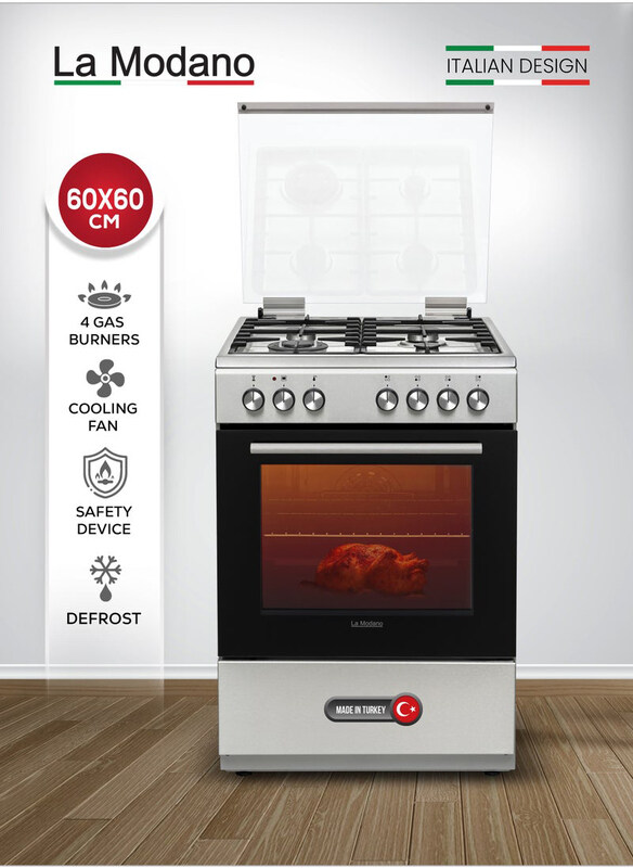 La Modano 60cm Gas Cooking Range with 4 Gas Burners Automatic Ignition Stainless Steel Finish and a Spacious 65L Oven, LMC601GG, Silver
La Modano 60cm Gas Cooking Range with 4 Gas Burners Automatic Ignition Stainless Steel Finish and a Spacious 65L Oven, LMC601GG, Silver