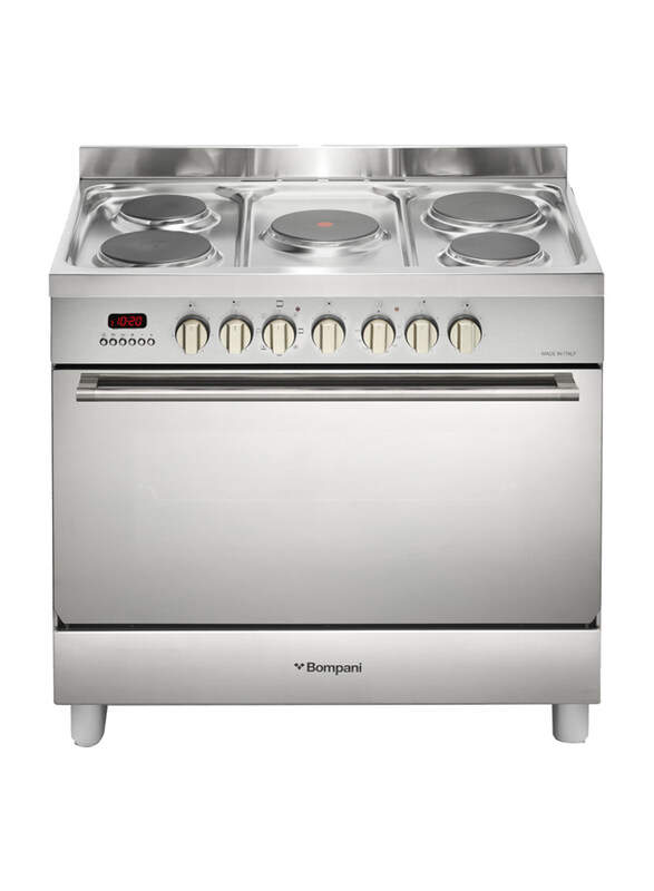 Bompani Electric Cooker 5 Hot Plates Multifunction Oven & Grill Heavy Duty, DIVA90EE5EIX, Silver
Bompani Electric Cooker 5 Hot Plates Multifunction Oven & Grill Heavy Duty, DIVA90EE5EIX, Silver