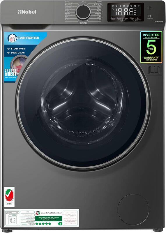 Nobel Front Load Washer-Dryer Combo, 12 KG Capacity, 16 Wash Cycles, NWM1400WD Grey
Nobel Front Load Washer-Dryer Combo, 12 KG Capacity, 16 Wash Cycles, NWM1400WD Grey