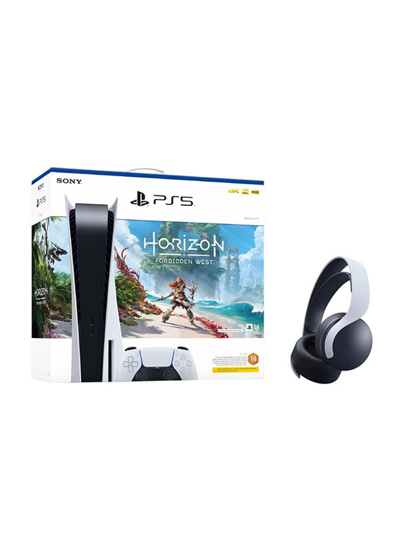 Sony PlayStation 5 Disc Gaming Console Bundle with Horizon Forbidden West Voucher and Pulse 3D Headset, White
Sony PlayStation 5 Disc Gaming Console Bundle with Horizon Forbidden West Voucher and Pulse 3D Headset, White