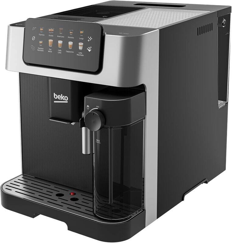 Beko Automatic Bean to Cup Espresso Coffee Machine with 19 Bar, 1350W, Touch Control LCD Display, 2L Water Capacity, 600ml Milk Container Capacity - S
Beko Automatic Bean to Cup Espresso Coffee Machine with 19 Bar, 1350W, Touch Control LCD Display, 2L Water Capacity, 600ml Milk Container Capacity - S