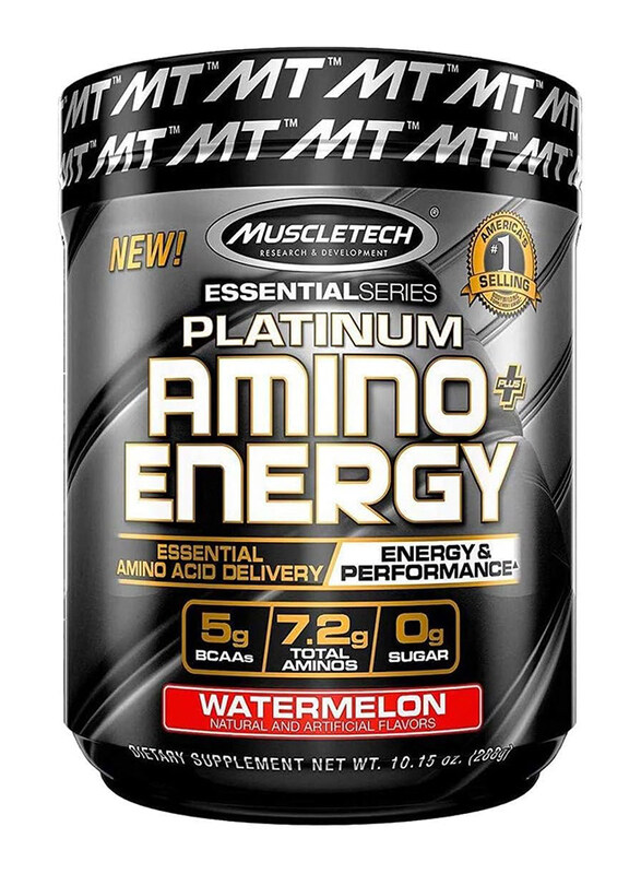 Muscle Tech Essential Series Platinum Amino Energy Supplement, 299gm, Watermelon
Muscle Tech Essential Series Platinum Amino Energy Supplement, 299gm, Watermelon