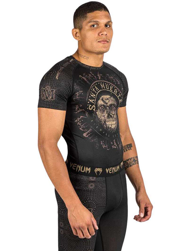 Venum Santa Muerte Dark Side Rash Guard Short Sleeves T-Shirt for Men, Medium, Black/Brown
Venum Santa Muerte Dark Side Rash Guard Short Sleeves T-Shirt for Men, Medium, Black/Brown