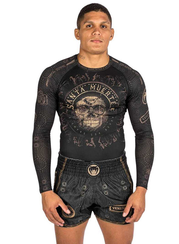 Venum Santa Muerte Dark Side Rash Guard Long Sleeves T-Shirt for Men, Large, Black/Brown
Venum Santa Muerte Dark Side Rash Guard Long Sleeves T-Shirt for Men, Large, Black/Brown