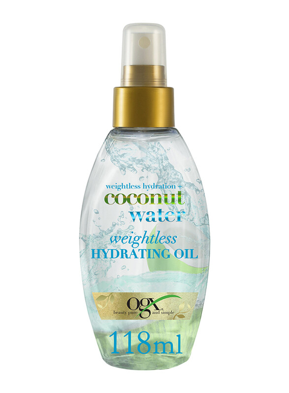 Ogx Weightless Hydration+ Coconut Water Hair Oil Spray for Dry/Parched Hair, 118ml
Ogx Weightless Hydration+ Coconut Water Hair Oil Spray for Dry/Parched Hair, 118ml
