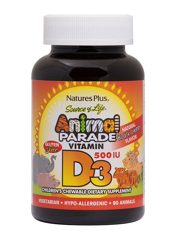 Natures Plus Animal Parade Vitamin D3 Children's Chewable Dietary Supplement, Black Cherry Flavor, 500iu, 90 Tablets
Natures Plus Animal Parade Vitamin D3 Children's Chewable Dietary Supplement, Black Cherry Flavor, 500iu, 90 Tablets