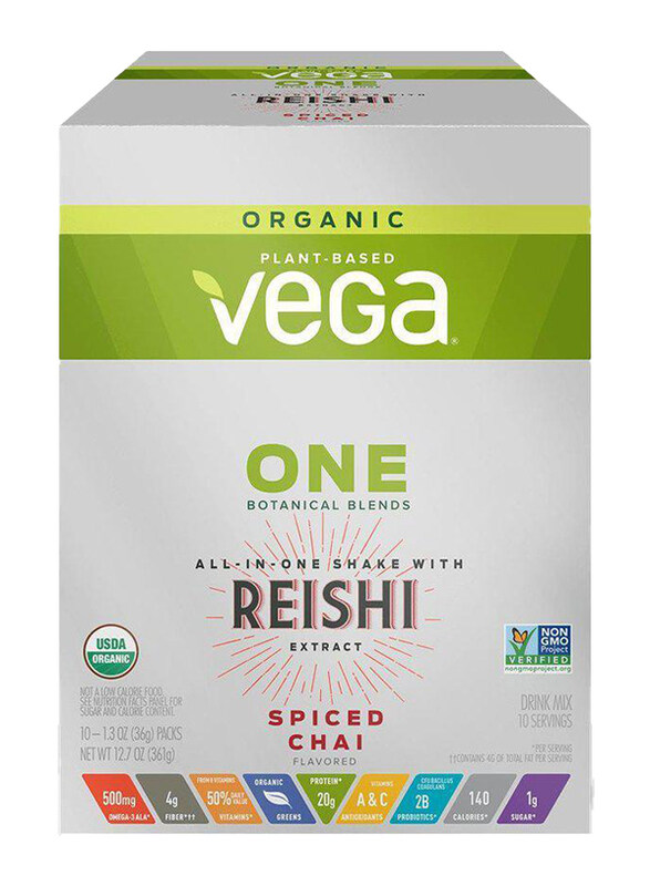 Vega One Botanical Blends All-in-One Shake with Reishi Extract Sachets, 36g, 10 Sachets, Spiced Chai
Vega One Botanical Blends All-in-One Shake with Reishi Extract Sachets, 36g, 10 Sachets, Spiced Chai