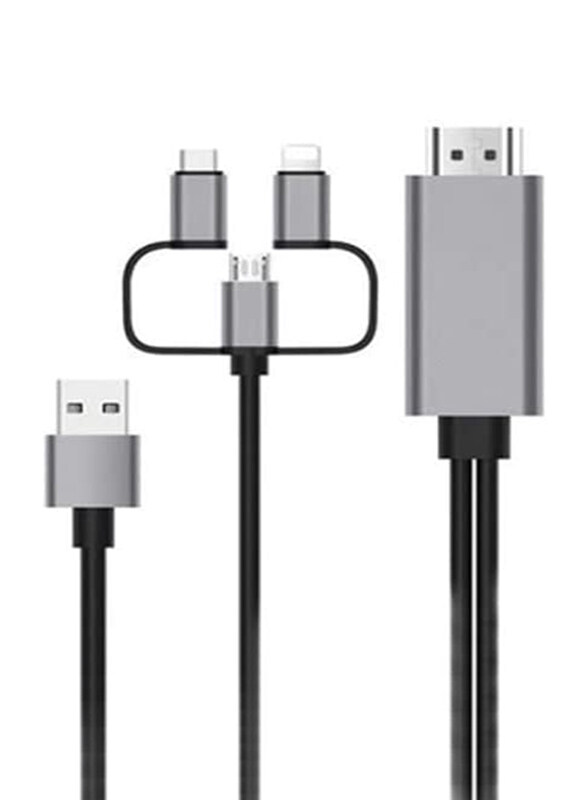 Unbranded 1.8-Meter 3-in-1 HDMI Adapter Cable, USB A Male to Micro USB/ Type-C/Lightning Port for Smartphones/Tablets, Silver/Black
Unbranded 1.8-Meter 3-in-1 HDMI Adapter Cable, USB A Male to Micro USB/ Type-C/Lightning Port for Smartphones/Tablets, Silver/Black