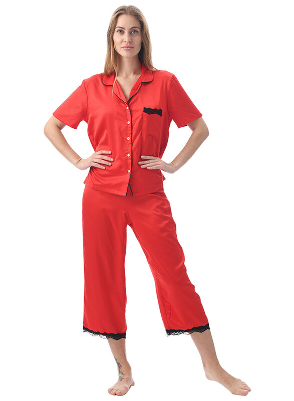 Lacy Dreams Elegant and Comfortable Sleepwear Top and Pyjama Set, Double Extra Large, Red
Lacy Dreams Elegant and Comfortable Sleepwear Top and Pyjama Set, Double Extra Large, Red