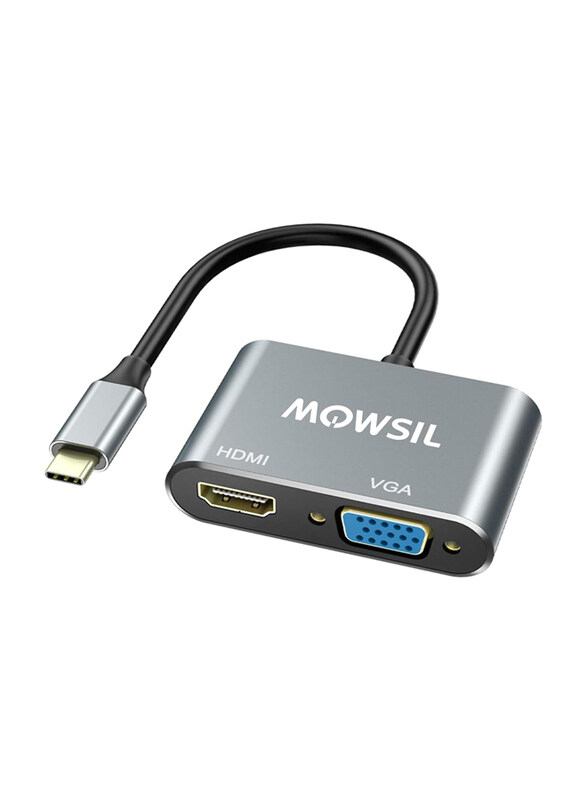 Mowsil Splitter Converter USB Type C to HDMI & VGA Adapter for Projector/Laptop/Smartphones, Grey
Mowsil Splitter Converter USB Type C to HDMI & VGA Adapter for Projector/Laptop/Smartphones, Grey