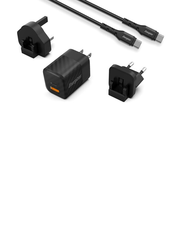 Energizer 38W Fast Charge PD QC 3.0 Portable UK + US + EU Wall Charger with USB Type-C Cable, Black
Energizer 38W Fast Charge PD QC 3.0 Portable UK + US + EU Wall Charger with USB Type-C Cable, Black