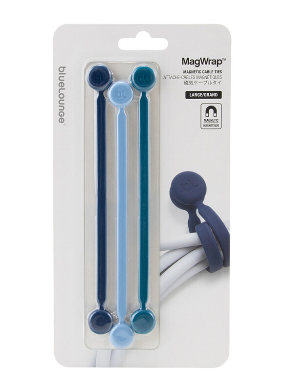 Bluelounge MagWrap Magnetic Cable Tie, Large, 3 Piece, Multicolor