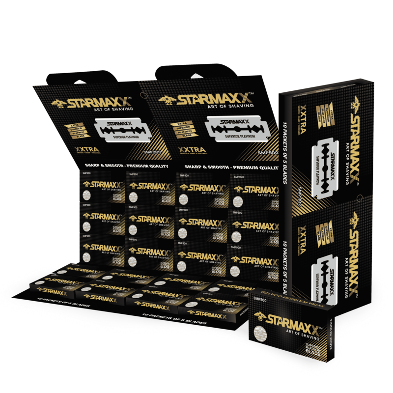 Platinum Coat Starmaxx Superior Platinum Double Edge Razor Blades Hanging Card, 100 Count, SMP900
Platinum Coat Starmaxx Superior Platinum Double Edge Razor Blades Hanging Card, 100 Count, SMP900