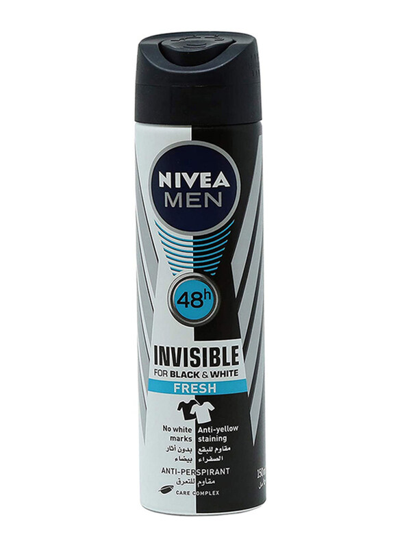 Nivea Men Black & White Invisible 5 in 1 Original 48H Antiperspirant Deodorant Spray, 150ml
Nivea Men Black & White Invisible 5 in 1 Original 48H Antiperspirant Deodorant Spray, 150ml
