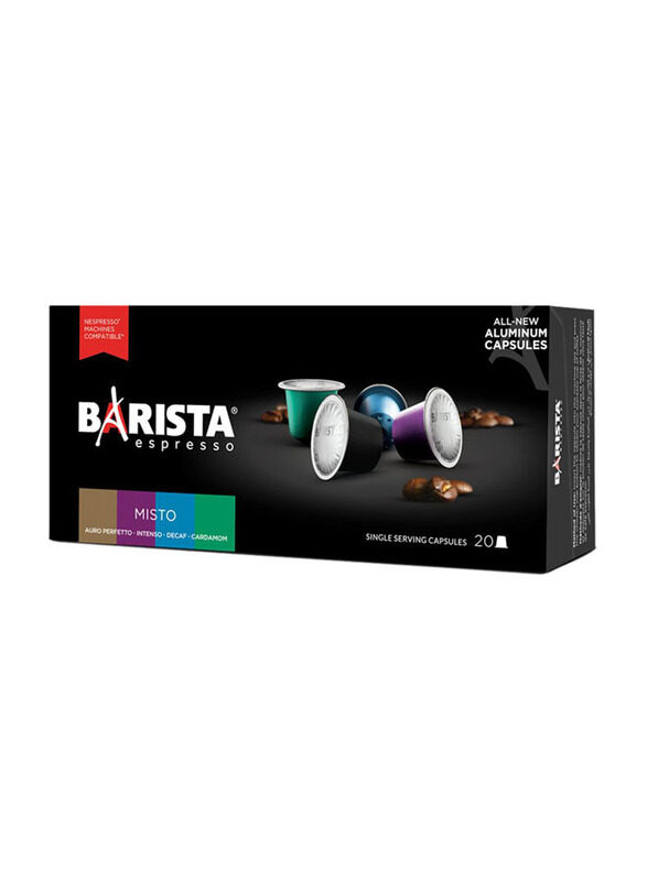 Barista Espresso Misto Mix Of Intenso with Auro Perfetto & Decaf Cardamom Coffee Capsules, 20 x 6g
Barista Espresso Misto Mix Of Intenso with Auro Perfetto & Decaf Cardamom Coffee Capsules, 20 x 6g