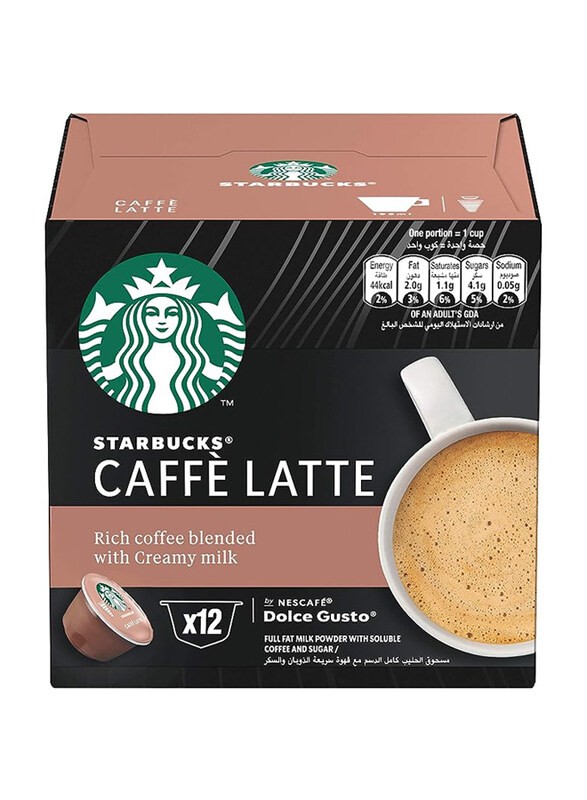 Starbucks Caffe Latte By Nescafe Dolce Gusto Black Coffee Pods, 12 Coffee Pods, 121g
Starbucks Caffe Latte By Nescafe Dolce Gusto Black Coffee Pods, 12 Coffee Pods, 121g