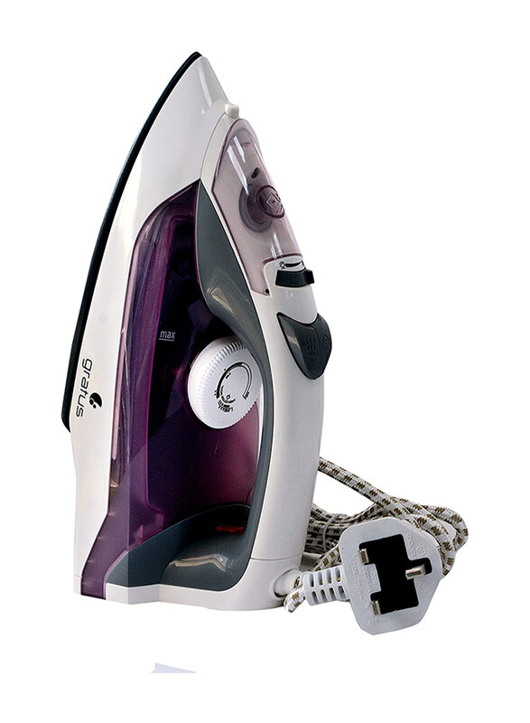 Gratus Ceramic Plate Steam Iron with Dry Mist Steam Temperature Controller, 1600W, GSI1600UC1, Purple/White
Gratus Ceramic Plate Steam Iron with Dry Mist Steam Temperature Controller, 1600W, GSI1600UC1, Purple/White