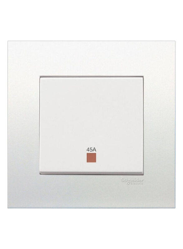 Schneider Electric 250V AC 45A Vivace 1 Gang 2 Pole Switch with Neon Indicator, 8.7 x 8.6 x 3.7cm, White
Schneider Electric 250V AC 45A Vivace 1 Gang 2 Pole Switch with Neon Indicator, 8.7 x 8.6 x 3.7cm, White