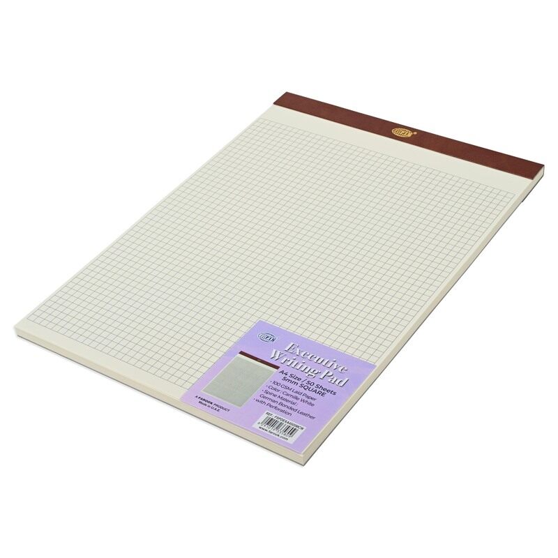 FIS Executive Writing Pad, German Bonded Leather Spine Materials with Perforation, Size A4(210x297mm), 5mm Square Line Gridlines, Laid Paper 100gsm, 5
FIS Executive Writing Pad, German Bonded Leather Spine Materials with Perforation, Size A4(210x297mm), 5mm Square Line Gridlines, Laid Paper 100gsm, 5