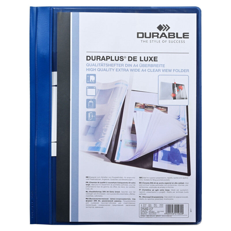 FIS Durable Presentation File Folder Duraplus De Luxe, Clear View in Front, A4 Size(21.0x29.7cm) Extra Wide, Box of 25 Pieces, Dark Blue Color, Made in Ge
FIS Durable Presentation File Folder Duraplus De Luxe, Clear View in Front, A4 Size(21.0x29.7cm) Extra Wide, Box of 25 Pieces, Dark Blue Color, Made in Ge