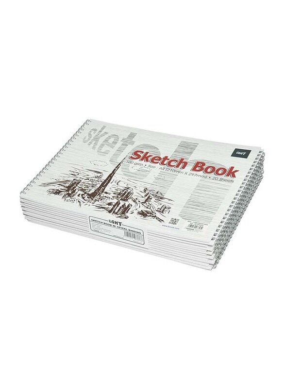 Light 12-Piece Spiral Binding Sketch Book Set, 20 Sheets, A4 Size, 100GSM, LISKSA4201603, White
Light 12-Piece Spiral Binding Sketch Book Set, 20 Sheets, A4 Size, 100GSM, LISKSA4201603, White