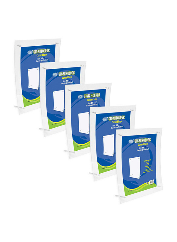 FIS Curved Edge Landscape and Portrait Sign Holder, 8.5 x 11 Inches, 4 Pieces, FSNA1504-4, Clear
FIS Curved Edge Landscape and Portrait Sign Holder, 8.5 x 11 Inches, 4 Pieces, FSNA1504-4, Clear