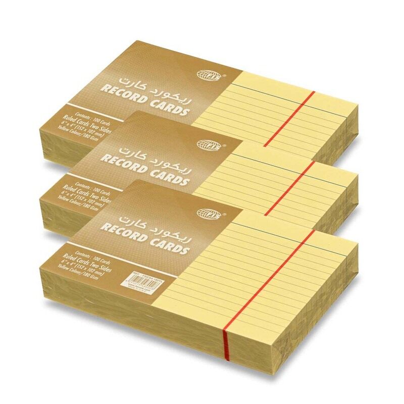 FIS Ruled Record Cards or Index Cards, Size:6"x4" Inches (152x102mm), Two Sides Single Ruled, 180gsm, 100 Sheets Per Packet, Packet of 3 Pieces, White
FIS Ruled Record Cards or Index Cards, Size:6"x4" Inches (152x102mm), Two Sides Single Ruled, 180gsm, 100 Sheets Per Packet, Packet of 3 Pieces, White