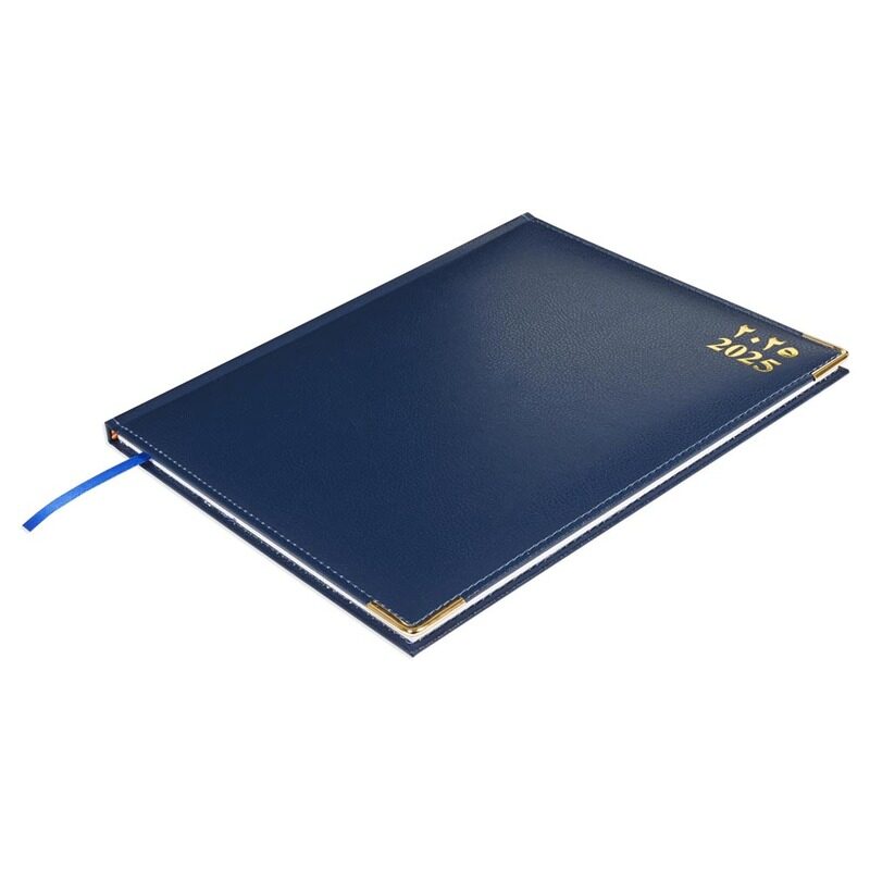 FIS 2025 Executive Diary, Vinyl Materials, 1 Side Padded and Sewn Cover, Golden Corners, Size 210x260mm, English/French/Arabic, 70gsm White Paper, Blu
FIS 2025 Executive Diary, Vinyl Materials, 1 Side Padded and Sewn Cover, Golden Corners, Size 210x260mm, English/French/Arabic, 70gsm White Paper, Blu