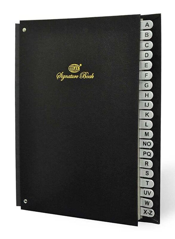 FIS Vinyl Material Cover Signature Book, A to Z Pages, 240 x 340mm, 20 Sheets, FSCLA-Z, Black
FIS Vinyl Material Cover Signature Book, A to Z Pages, 240 x 340mm, 20 Sheets, FSCLA-Z, Black