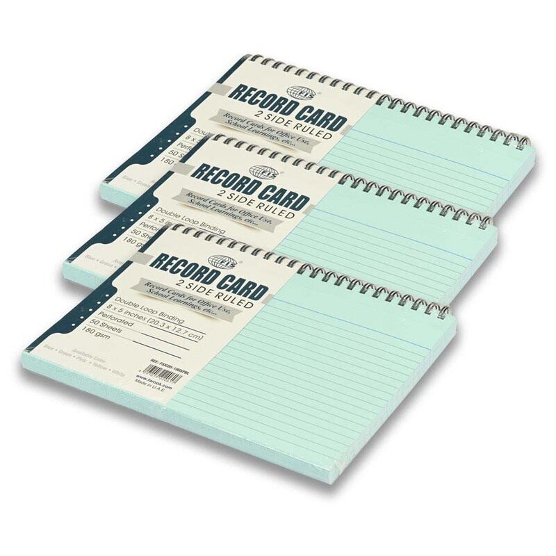 FIS Ruled Record Cards Size:8"x5" Inches (203x127mm), Double Loop Spiral Binding, Two Sides Single Ruled, 180gsm, Perforated, 50 Sheets Per Pad, Packe
FIS Ruled Record Cards Size:8"x5" Inches (203x127mm), Double Loop Spiral Binding, Two Sides Single Ruled, 180gsm, Perforated, 50 Sheets Per Pad, Packe