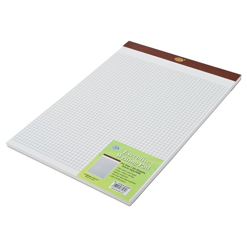 FIS Executive Writing Pad, German Bonded Leather Spine Materials with Perforation, Size A4(210x297mm), 5mm Square Line Gridlines, Laid Paper 100gsm,
FIS Executive Writing Pad, German Bonded Leather Spine Materials with Perforation, Size A4(210x297mm), 5mm Square Line Gridlines, Laid Paper 100gsm,